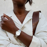 Daniel Wellington Iconic Link White Dial Silver Steel Strap Watch For Women - DW00100207