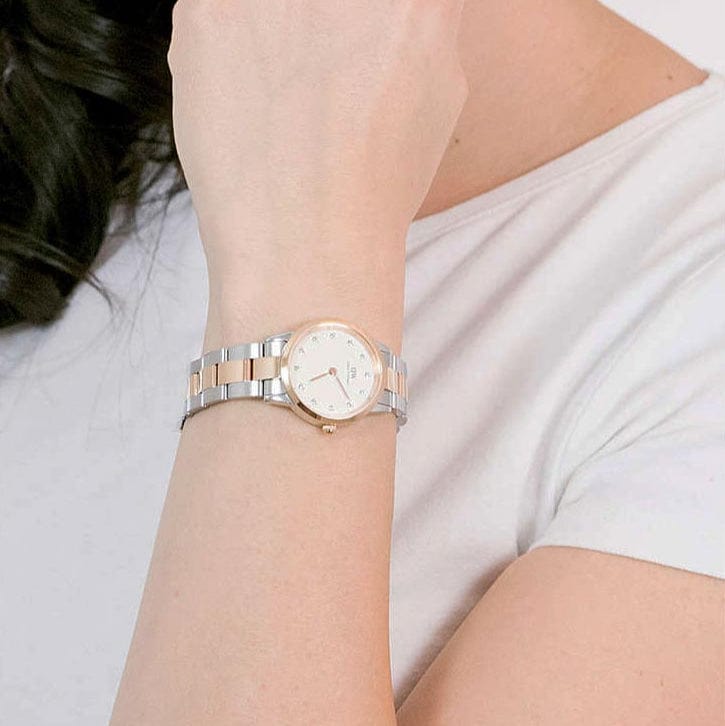 Daniel Wellington Iconic Link White Dial Two Tone Steel Strap Watch For Women - DW00100358