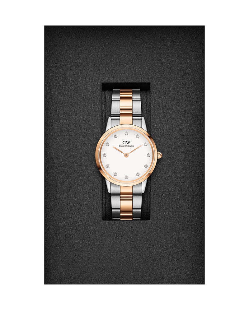 Daniel Wellington Iconic Link White Dial Two Tone Steel Strap Watch For Women - DW00100358