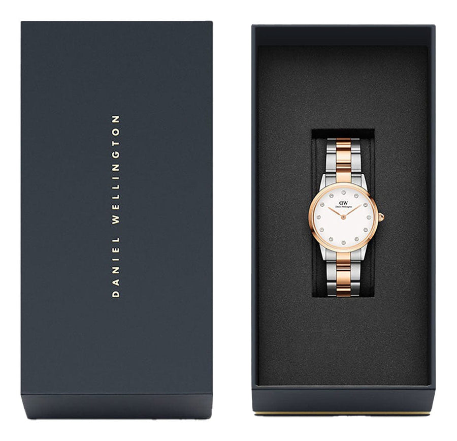 Daniel Wellington Iconic Link White Dial Two Tone Steel Strap Watch For Women - DW00100358