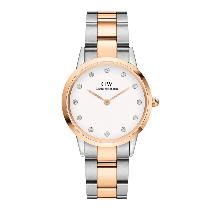 Daniel Wellington Iconic Link White Dial Two Tone Steel Strap Watch For Women - DW00100358