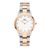 Daniel Wellington Iconic Link White Dial Two Tone Steel Strap Watch For Women - DW00100358