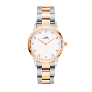 Daniel Wellington Iconic Link White Dial Two Tone Steel Strap Watch For Women - DW00100358