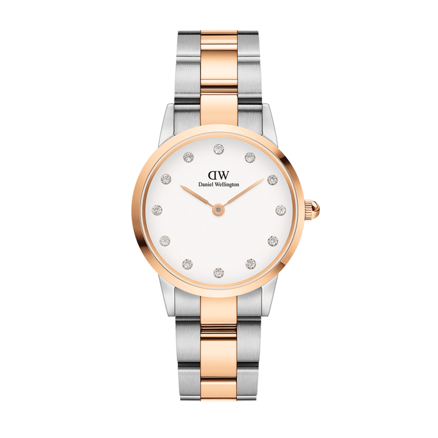 Daniel Wellington Iconic Link White Dial Two Tone Steel Strap Watch For Women - DW00100358