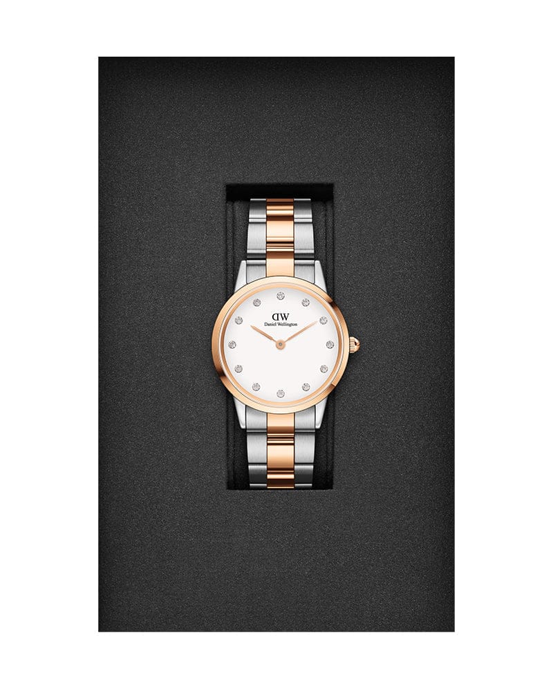 Daniel Wellington Iconic Link White Dial Two Tone Steel Strap Watch For Women - DW00100358