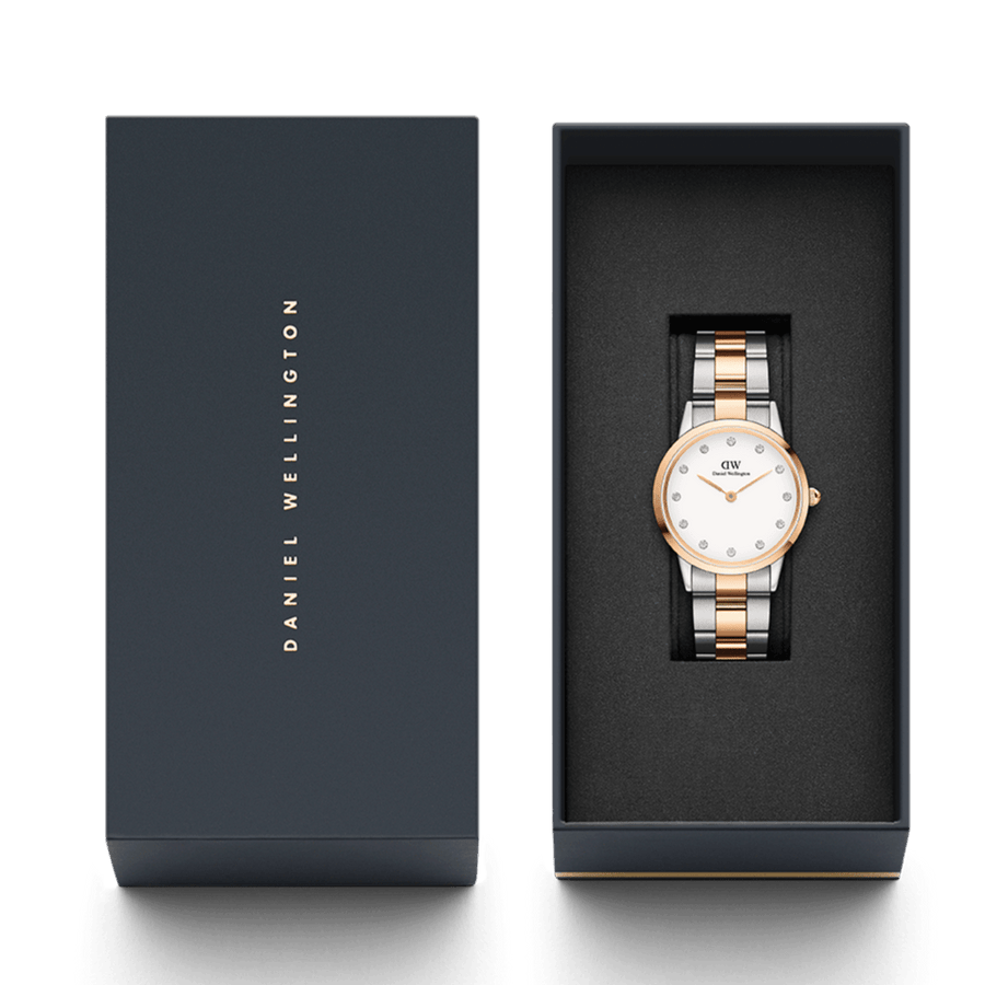 Daniel Wellington Iconic Link White Dial Two Tone Steel Strap Watch For Women - DW00100359