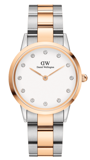 Daniel Wellington Iconic Link White Dial Two Tone Steel Strap Watch For Women - DW00100359