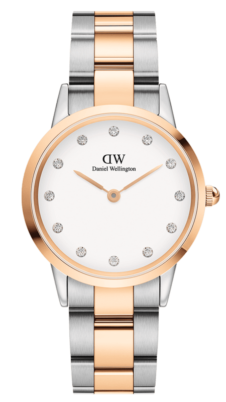 Daniel Wellington Iconic Link White Dial Two Tone Steel Strap Watch For Women - DW00100359