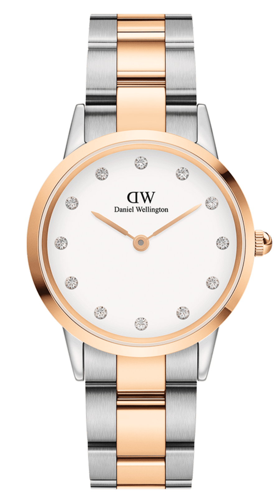 Daniel Wellington Iconic Link White Dial Two Tone Steel Strap Watch For Women - DW00100359
