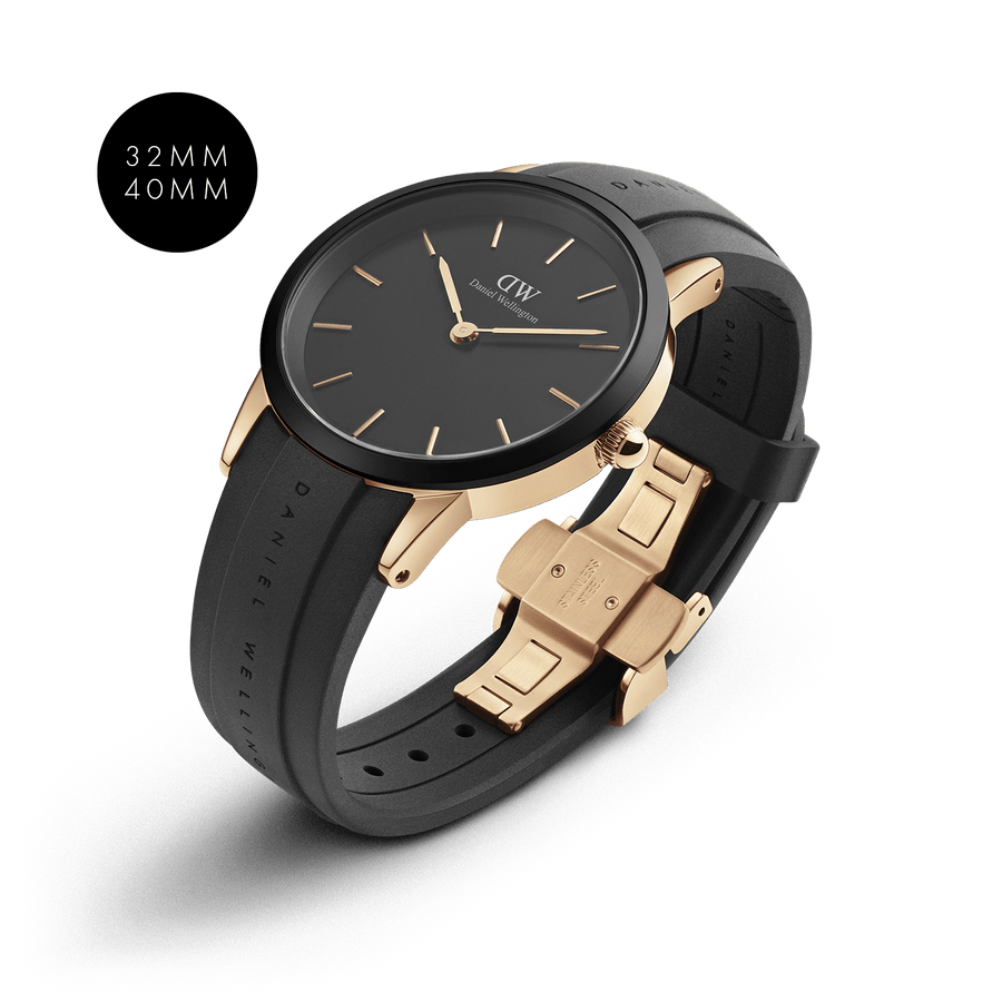 Daniel Wellington Iconic Motion Black Dial Black Rubber Strap Watch For Men - DW00100425