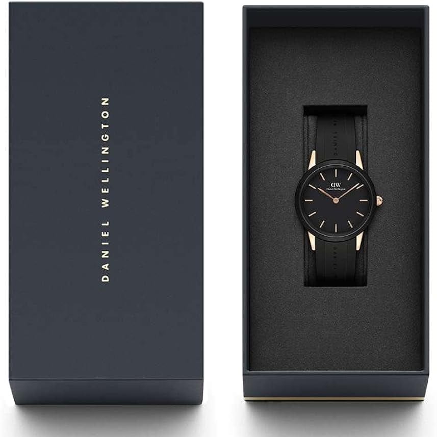 Daniel Wellington Iconic Motion Black Dial Rubber Strap Watch For Women - DW00100426