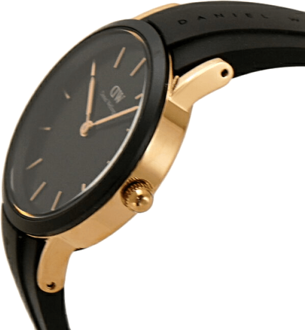 Daniel Wellington Iconic Motion Black Dial Rubber Strap Watch For Women - DW00100426