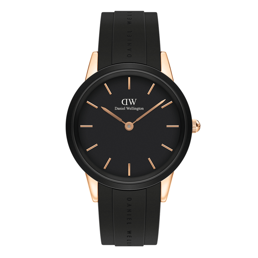 Daniel Wellington Iconic Motion Black Dial Rubber Strap Watch For Women - DW00100426