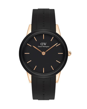 Daniel Wellington Iconic Motion Black Dial Rubber Strap Watch For Women - DW00100426