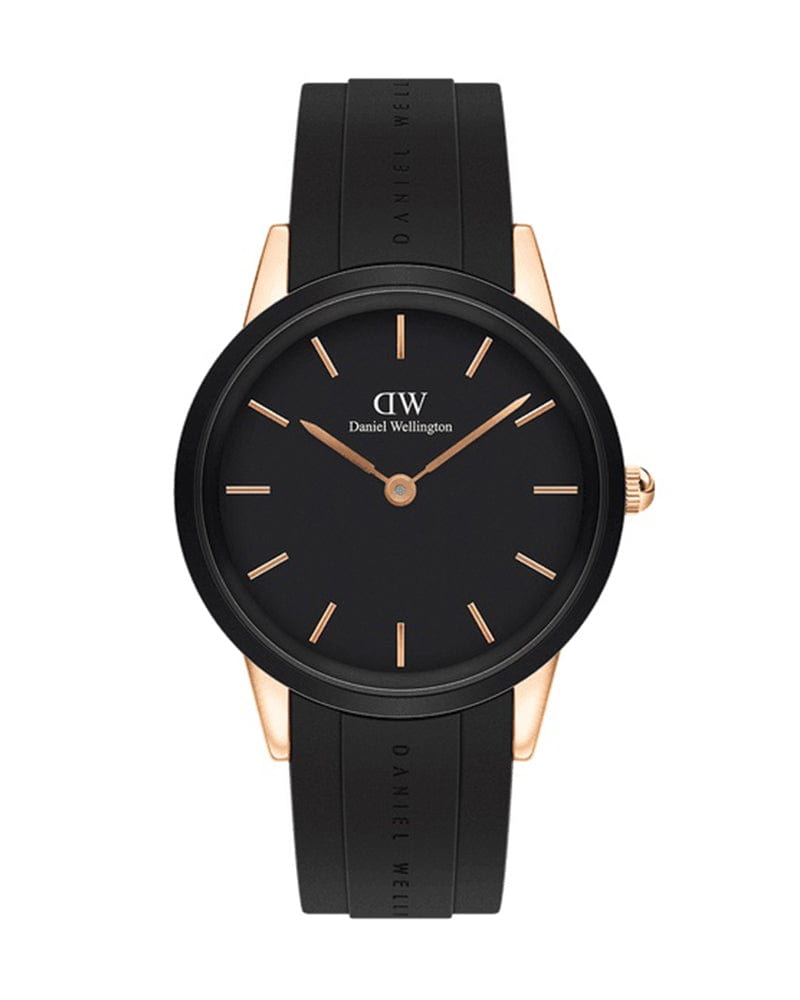 Daniel Wellington Iconic Motion Black Dial Rubber Strap Watch For Women - DW00100426