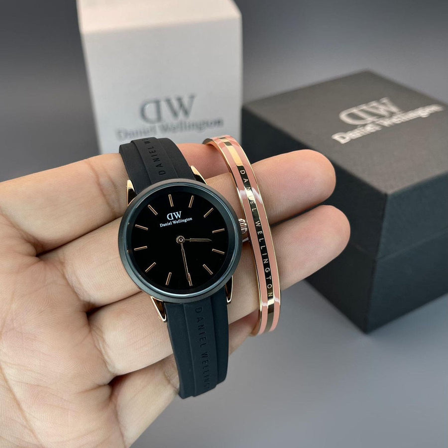Daniel Wellington Iconic Motion Black Dial Rubber Strap Watch For Women - DW00100426