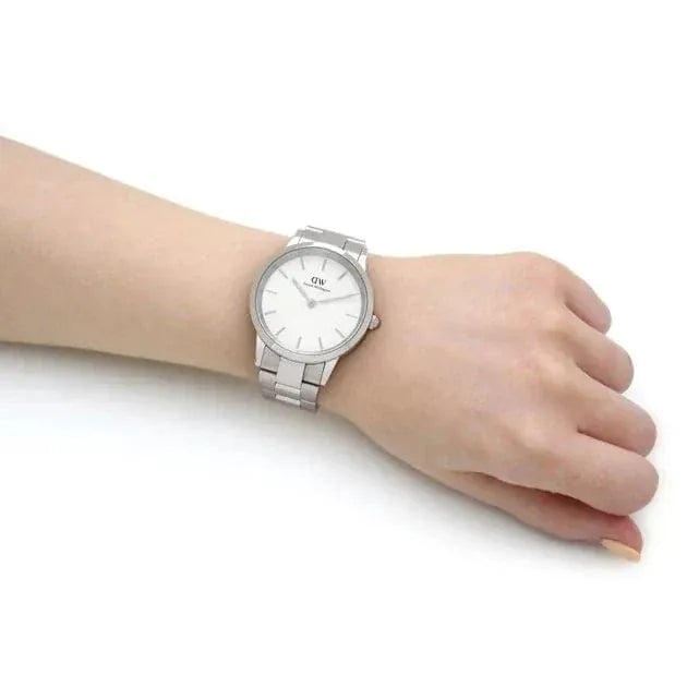 Daniel Wellington Iconic White Dial Silver Steel Strap Watch For Men - DW00100341
