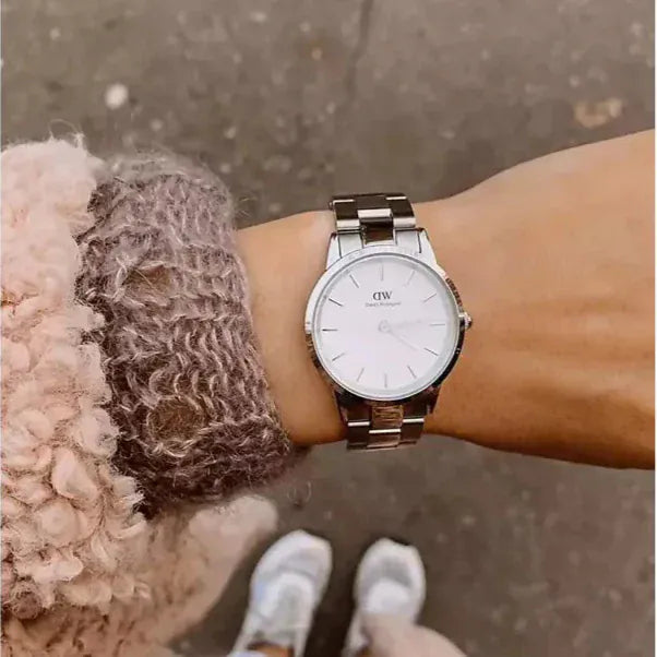 Daniel Wellington Iconic Link ladies watch on wrist