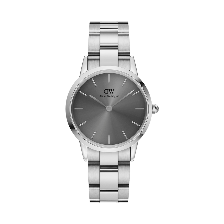 Daniel Wellington Link Grey Dial Silver Steel Strap Watch For Men - DW00100328