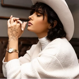 Daniel Wellington watch on woman with hat