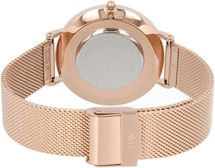 Daniel Wellington Petite Amber Brown Dial Rose Gold Mesh Strap Watch for Women - DW00100478