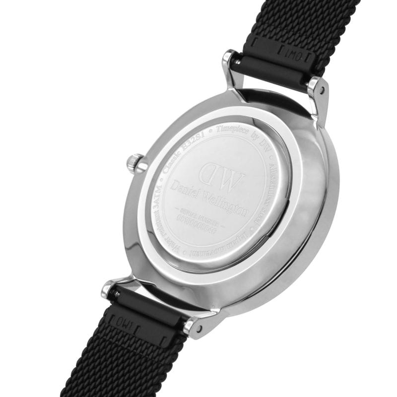 Daniel Wellington Petite Ashfield Black Dial Black Mesh Strap Watch For Women - DW00100202