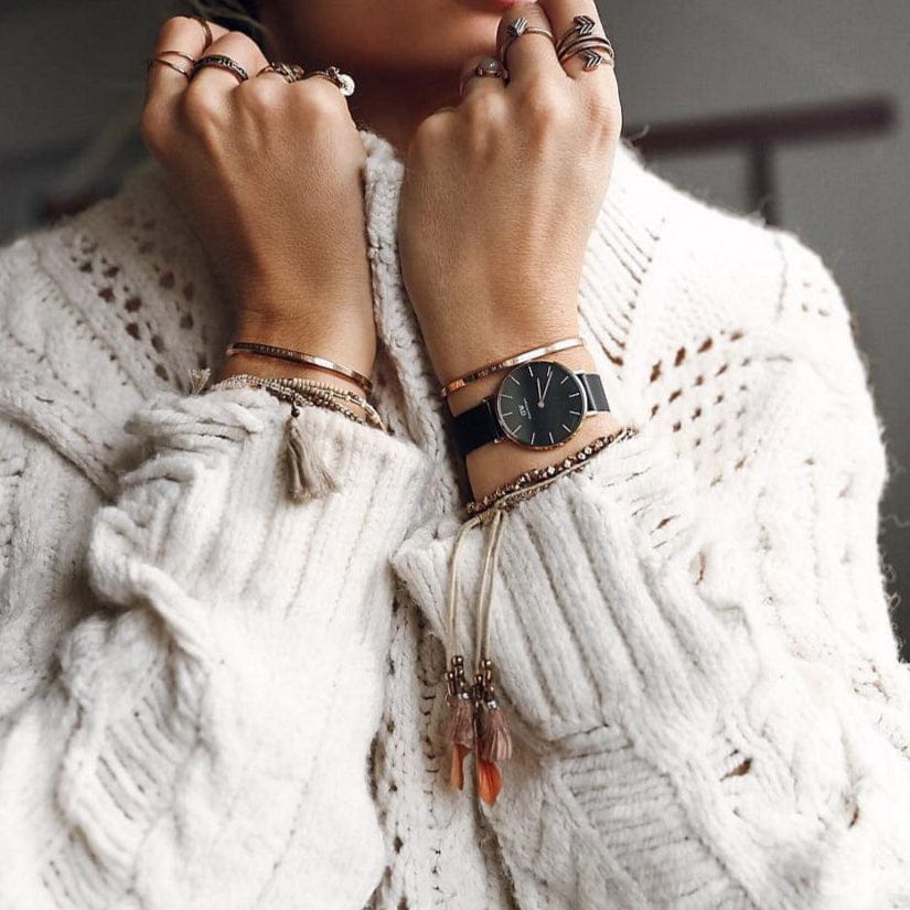 Daniel Wellington Petite Ashfield Black Dial Black Mesh Strap Watch For Women - DW00100245