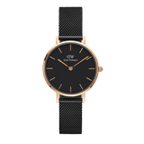 Daniel Wellington Petite Ashfield Black Dial Black Mesh Strap Watch For Women - DW00100245