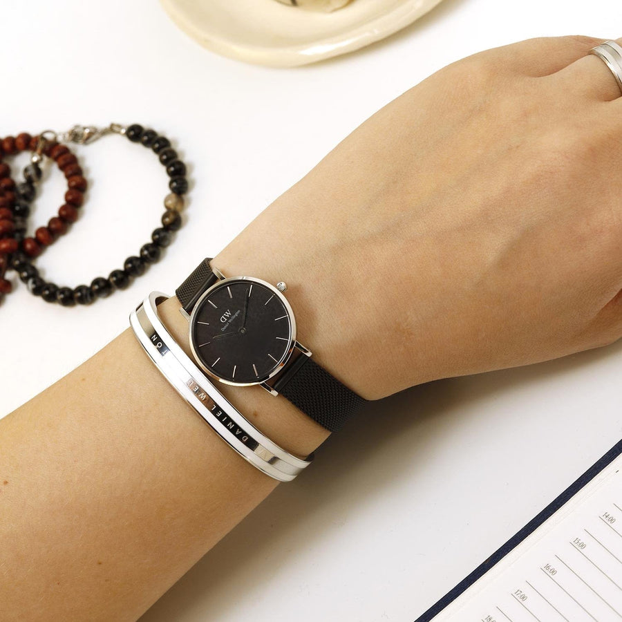 Daniel Wellington Petite Ashfield Black Dial Black Mesh Strap Watch For Women - DW00100246