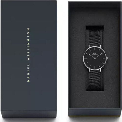 Daniel Wellington Petite Ashfield Black Dial Black Mesh Strap Watch For Women - DW00100246