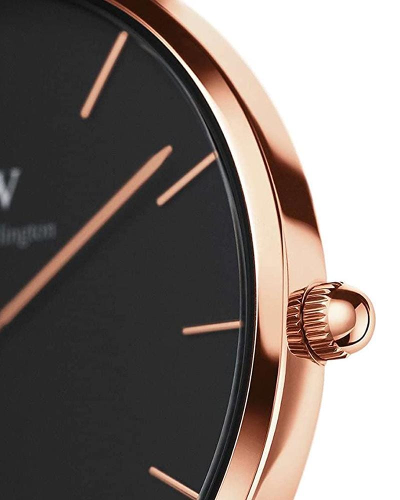 Daniel Wellington Petite Ashfield Black Dial Black Mesh Strap Watch for Women - DW00100307
