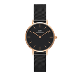 Daniel Wellington Petite Ashfield Black Dial Black Mesh Strap Watch for Women - DW00100307
