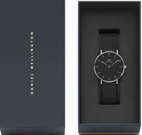 Daniel Wellington Petite Ashfield Black Dial Black Mesh Strap Watch For Women - DW00100308
