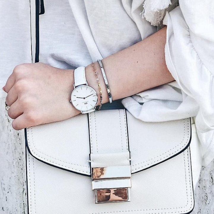 Daniel Wellington Petite Bondi White Dial White Leather Strap Watch For Women - DW00100190