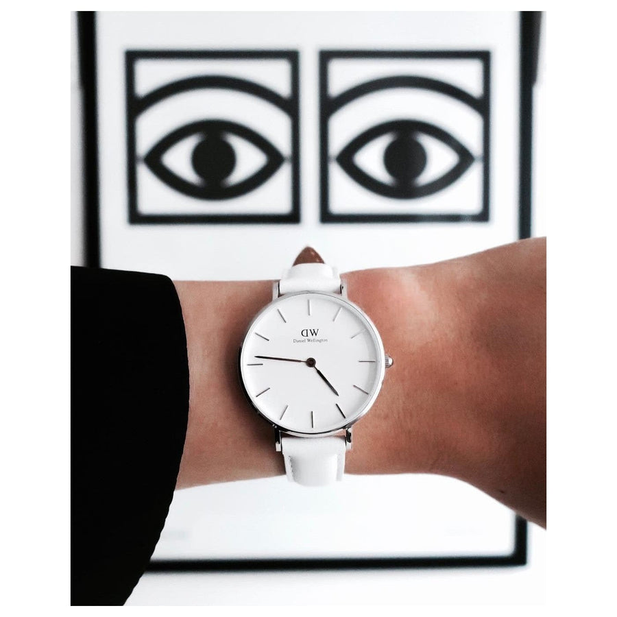 Daniel Wellington Petite Bondi White Dial White Leather Strap Watch For Women - DW00100190