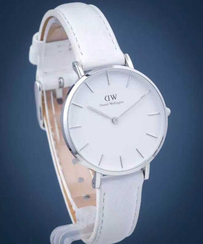 Daniel Wellington Petite Bondi White Dial White Leather Strap Watch For Women - DW00100190