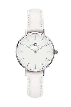 Daniel Wellington Petite Bondi White Dial White Leather Strap Watch For Women - DW00100250