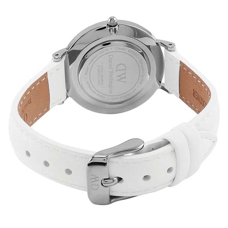 Daniel Wellington Petite Bondi White Dial White Leather Strap Watch For Women - DW00100250