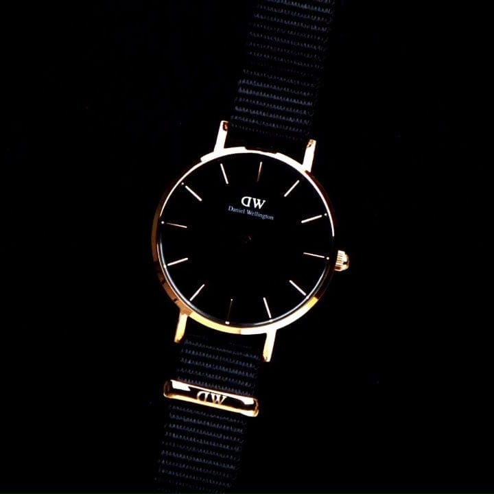 Daniel Wellington Petite Cornwall Black Dial Black Nylon Strap Watch for Women - DW00100247