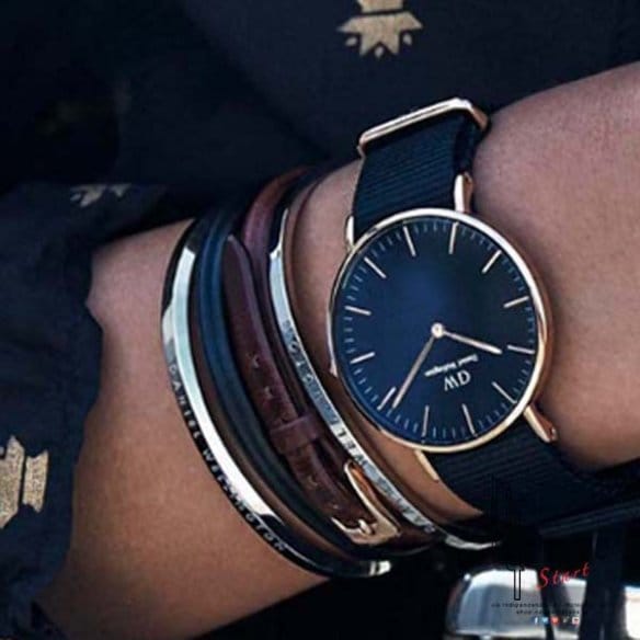 Daniel Wellington Petite Cornwall Black Dial Black Nylon Strap Watch for Women - DW00100247