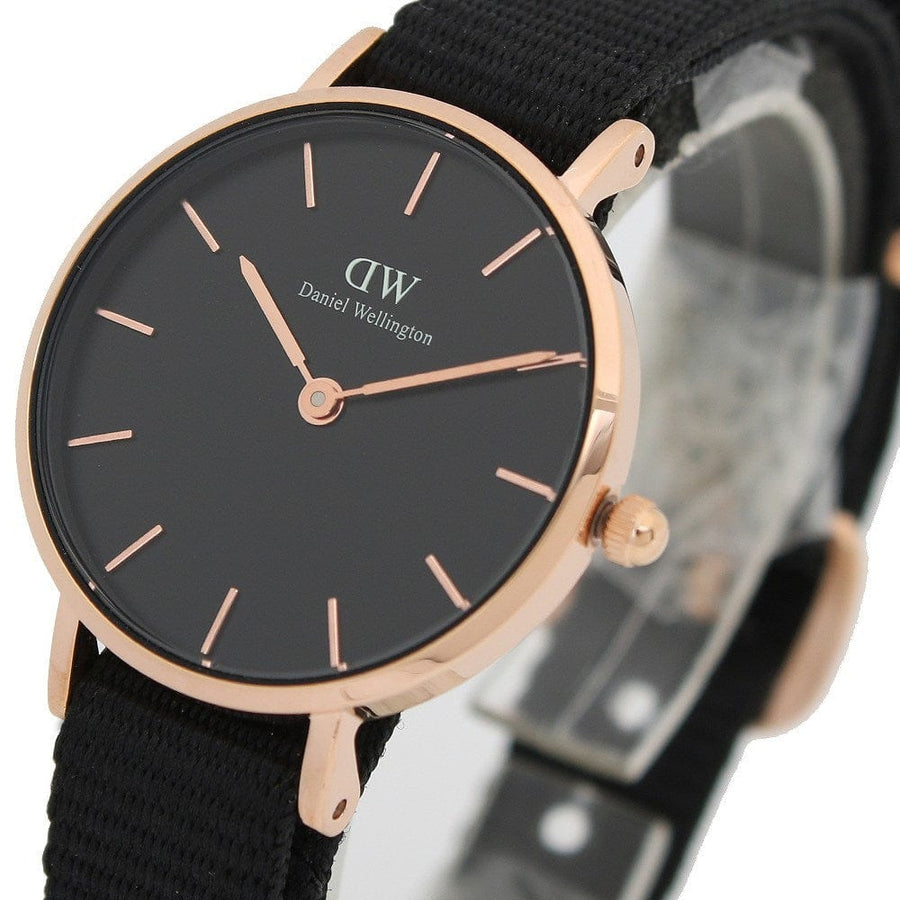 Daniel Wellington Petite Cornwall Black Dial Black Nylon Strap Watch for Women - DW00100247