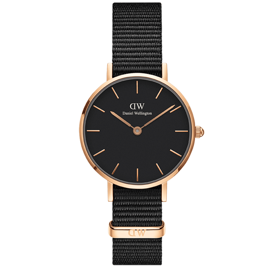 Daniel Wellington Petite Cornwall Black Dial Black Nylon Strap Watch for Women - DW00100247