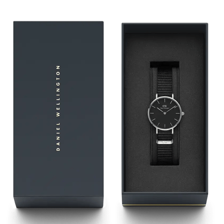 Daniel Wellington Petite Cornwall Black Dial Black Nylon Strap Watch For Women - DW00100248