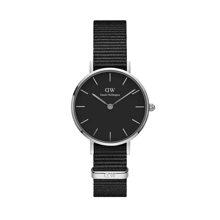 Daniel Wellington Petite Cornwall Black Dial Black Nylon Strap Watch For Women - DW00100248