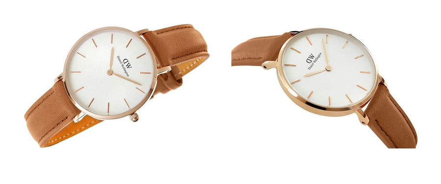 Daniel Wellington Petite Durham White Dial Brown Leather Strap Watch For Women - DW00100172