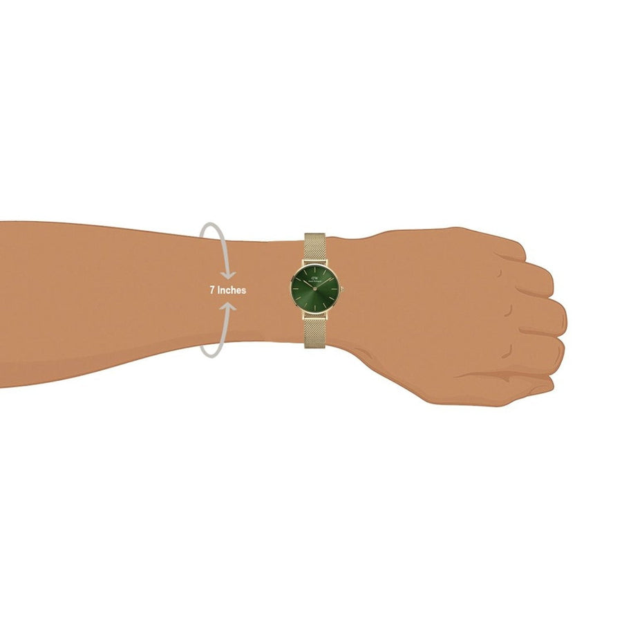 Daniel Wellington Petite Emerald Green Dial Gold Mesh Strap Watch For Women - DW00100479