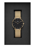 Daniel Wellington Petite Evergold Black Dial Gold Mesh Strap Watch For Women - DW00100345