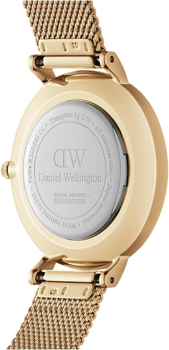 Daniel Wellington Petite Evergold Black Dial Gold Mesh Strap Watch For Women - DW00100345