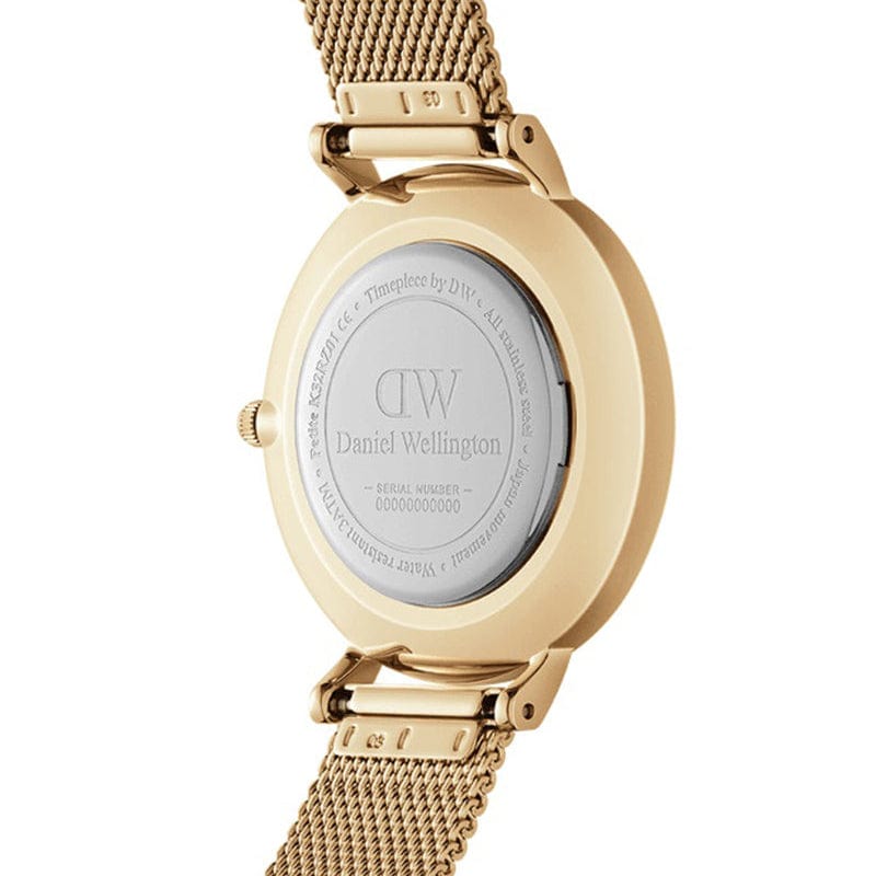 Daniel Wellington Petite Evergold Black Dial Gold Mesh Strap Watch For Women - DW00100345