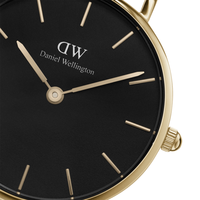 Daniel Wellington Petite Evergold Black Dial Gold Mesh Strap Watch For Women - DW00100345